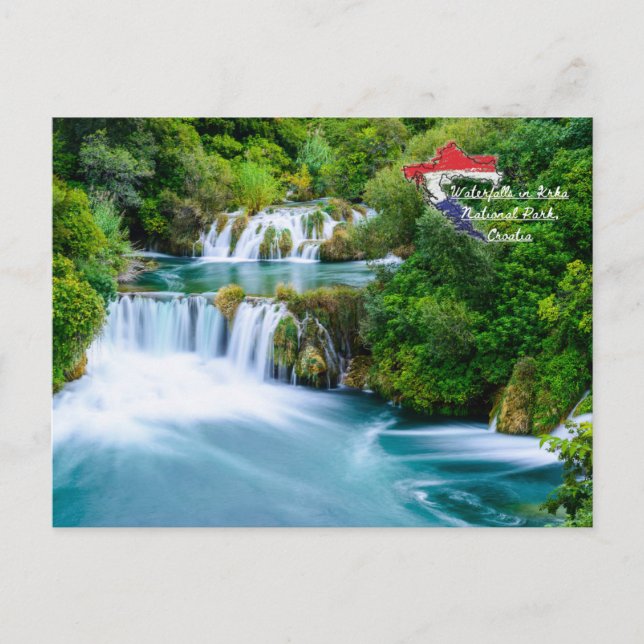 Carte Postale Cascades dans le parc national de Krka, Croatie (Devant)