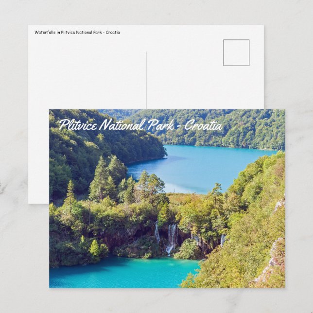 Carte Postale Cascades dans le Parc National de Plitvice - Croat (Devant / Derrière)