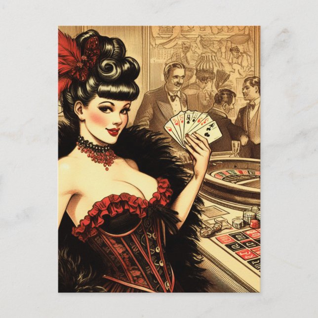Carte Postale Casino vintage fille (Devant)