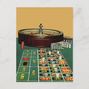 Carte Postale Casino vintage Roulette Table Jeu, Chips de jeu