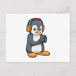 Carte Postale Casque audio Penguin Music