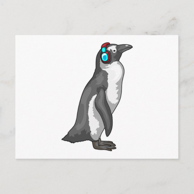 Carte Postale Casque audio Penguin Music (Devant)