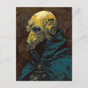 Carte Postale Casque Or Cyberpunk Science Fiction