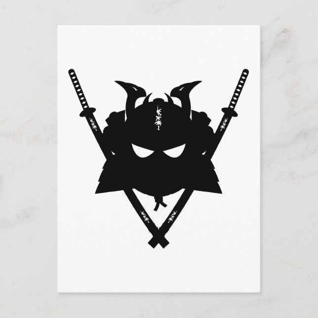 Carte postale Casque Samurai et épées (Devant)