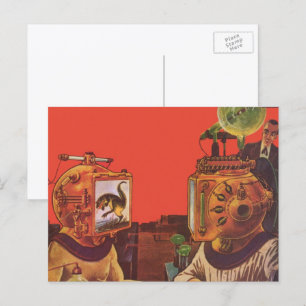 Carte Postale Casques vintages de science-fiction, Aliens de pun