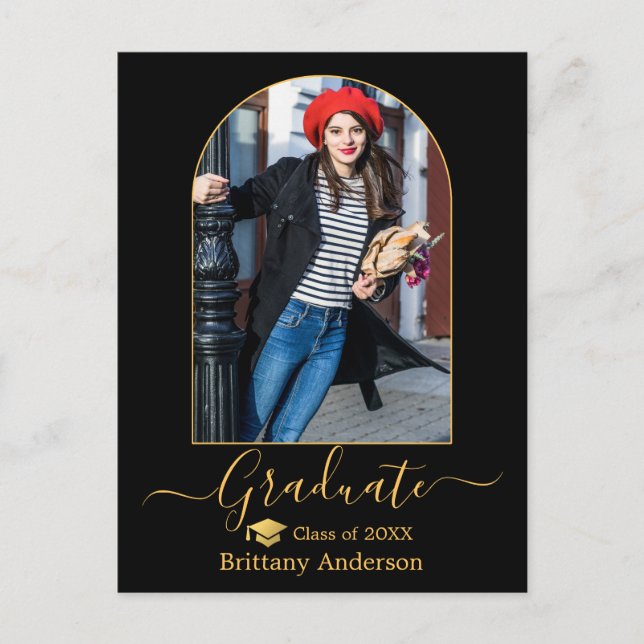 Carte Postale Casquette Arch Gold moderne Calligraphie Photo Gra (Devant)