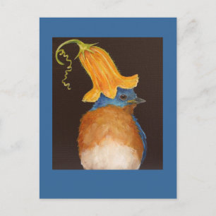 carte postale casquette de bleuets à fleurs de cou