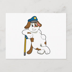 Carte Postale Casquette de police de chien