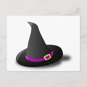 Carte Postale Casquette de sorcière noir, pourpre et jaune avec 