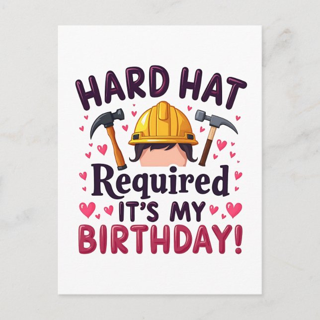 Carte Postale Casquette dur requis C'est mon anniversaire c (Devant)