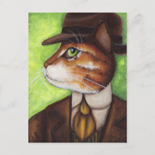 Carte postale Casquette en costume de chat Tabby o (Devant)