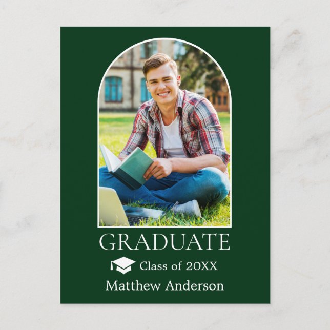 Carte Postale Casquette moderne Arch Grad Photo Green Graduation (Devant)