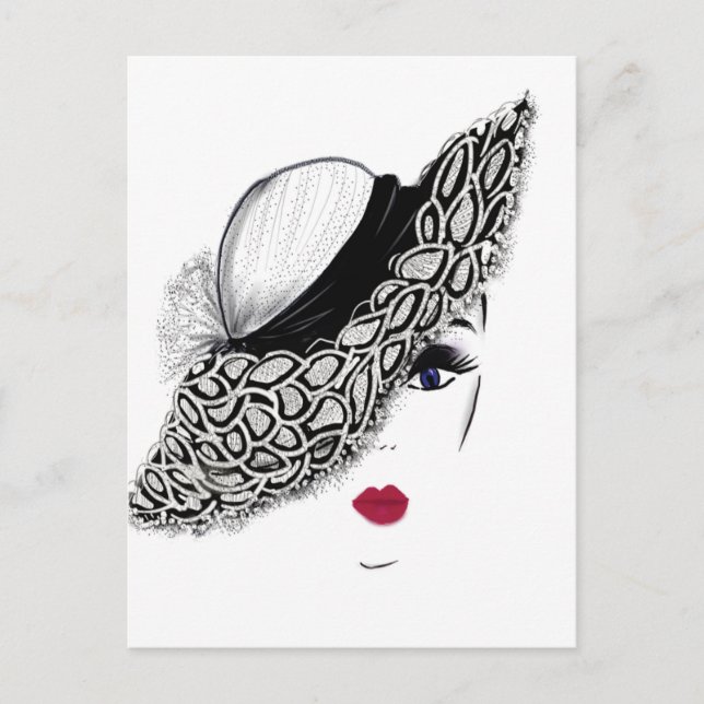 Carte Postale casquette motif noire (Devant)