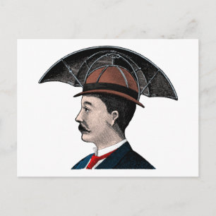 Carte Postale Casquette parapluie - Illustration Vintage