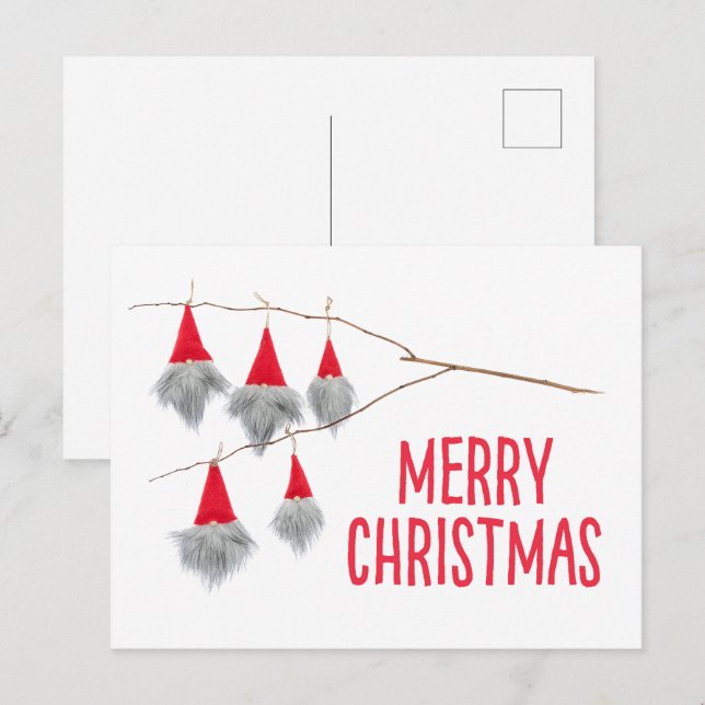 Carte postale casquette rouge pour Noël joli (Devant / Derrière)