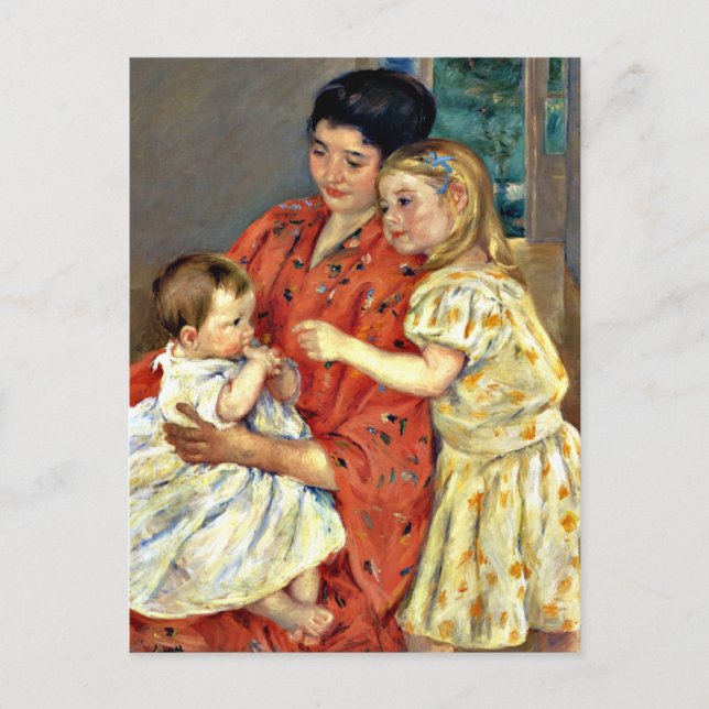 Carte Postale Cassatt - Mère et Sara Admirant le bébé, (Devant)