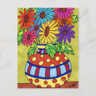 Carte Postale Casseroles arc-en-ciel dans le vase concepteur