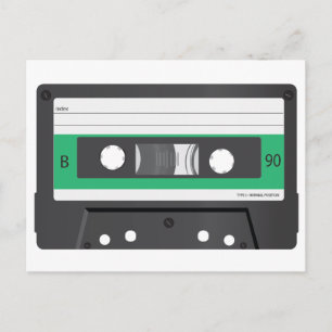 Carte Postale Cassette Compact étiquette Vert