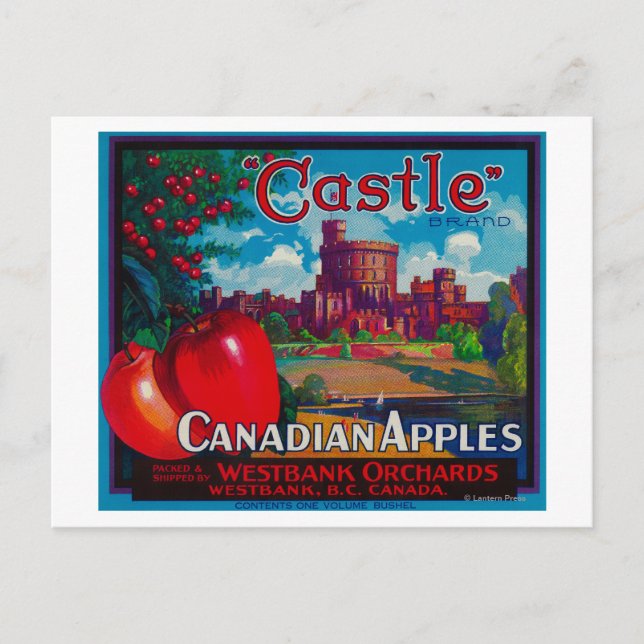 Carte Postale Castle Apple Étiquette - Westbank B.C. Canada (Devant)