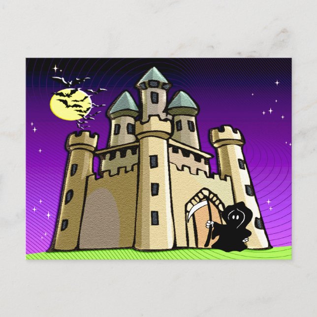 Carte Postale Castle Bats et Grim Reaper à Castle Door (Devant)