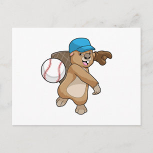 Carte Postale Castor au Baseball Sports avec Casquette