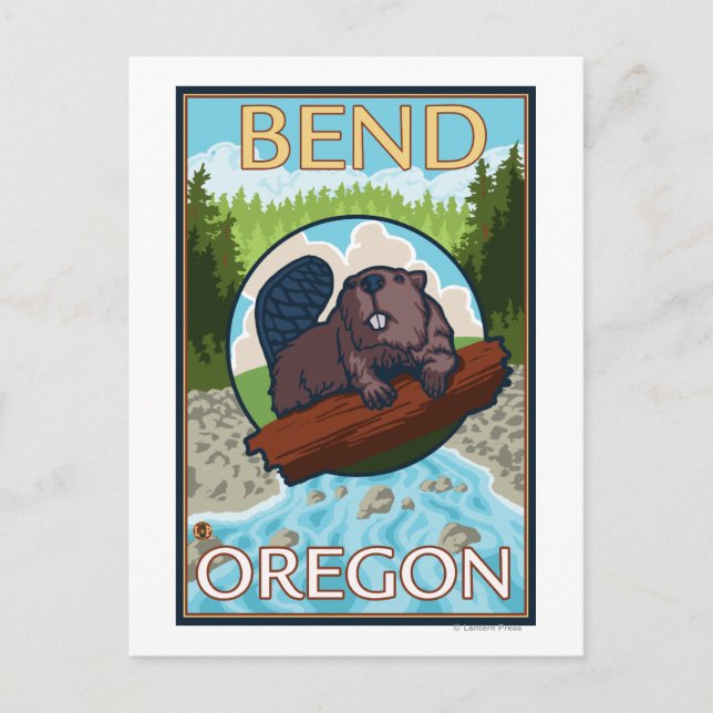 Carte Postale Castor et rivière - Bend, Oregon (Devant)