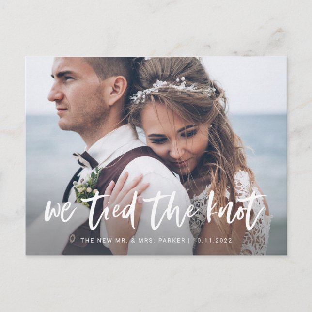Carte Postale Casual Script | Photo Elopement Faire-part (Devant)