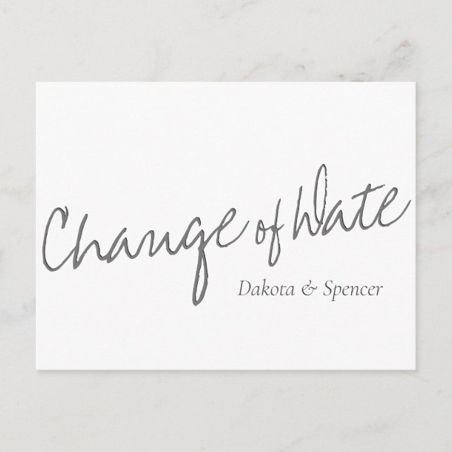 Carte Postale Casual Script | White Grey Changement de date de M (Devant)