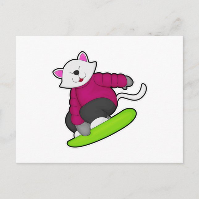 Carte Postale Cat as Snowboarder (Devant)