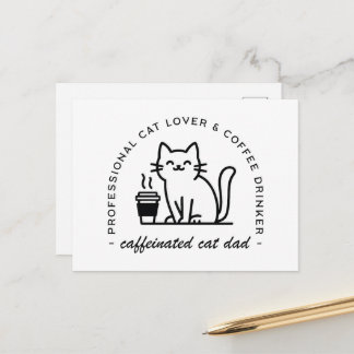 Carte Postale Cat dad and coffee lovers funny hipster men