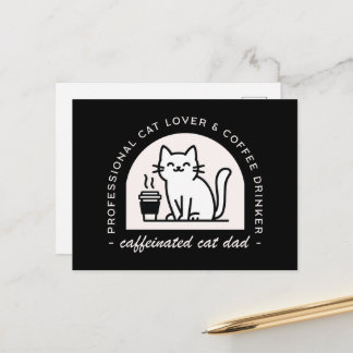 Carte Postale Cat dad funny coffee lover