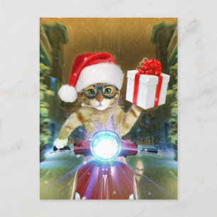 Carte Postale Cat dans le Santa Claus a empoisonné les délicieux