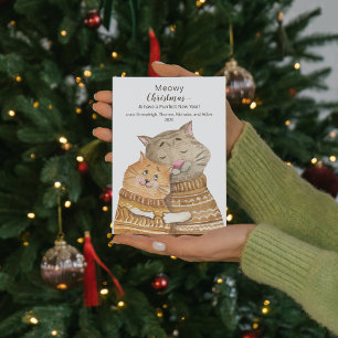 Carte Postale Cat Hug Meowy Noël et fin de l'année