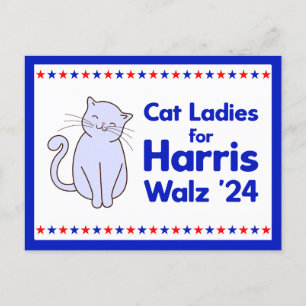 Carte Postale Cat Ladies for Harris Walz 2024 Election