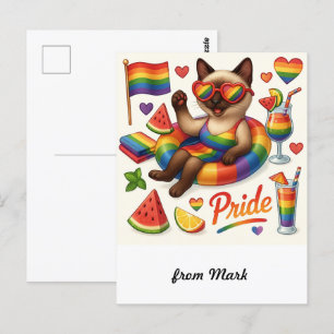 Carte Postale Cat Pride Paws Pride d'inspiration chat LGBTQ