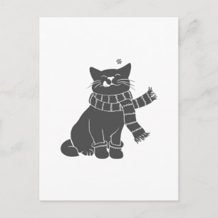 Carte Postale Cat with beauty scarf - choose background color