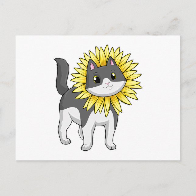 Carte Postale Cat with sunflower (Devant)