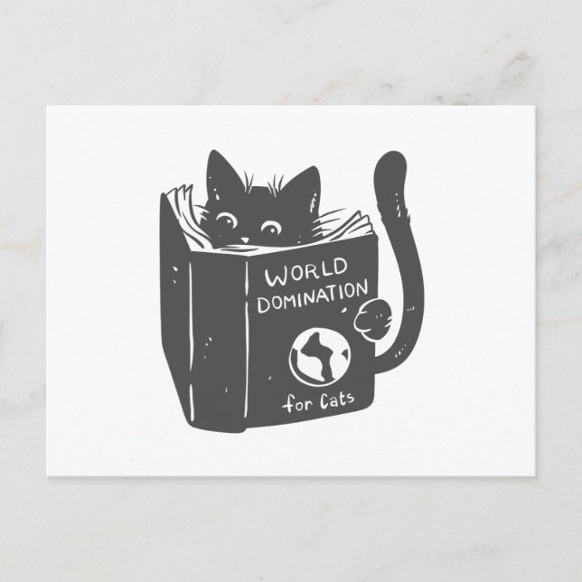 Carte Postale Cat world domination for cats - choose back color (Devant)