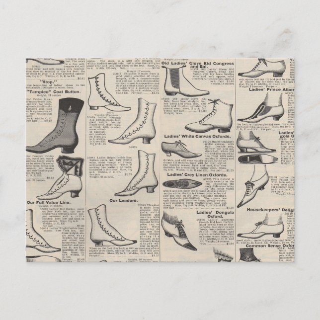 Carte Postale Catalogue de chaussures pour dames vintage - 1900s (Devant)