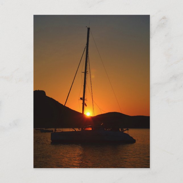 Carte Postale Catamaran au coucher du soleil Ibiza. (Devant)
