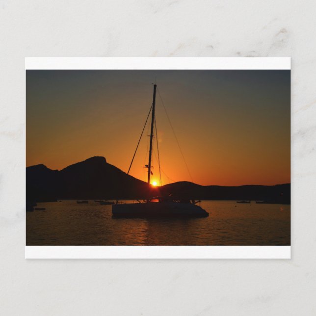 Carte Postale Catamaran au coucher du soleil Ibiza.JPG (Devant)