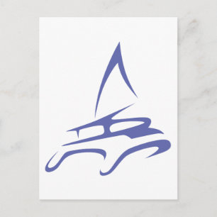 Carte Postale Catamaran en style dessin de souhaits