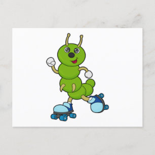 Carte Postale Caterpillar à Patinage en ligne avec patins à roul
