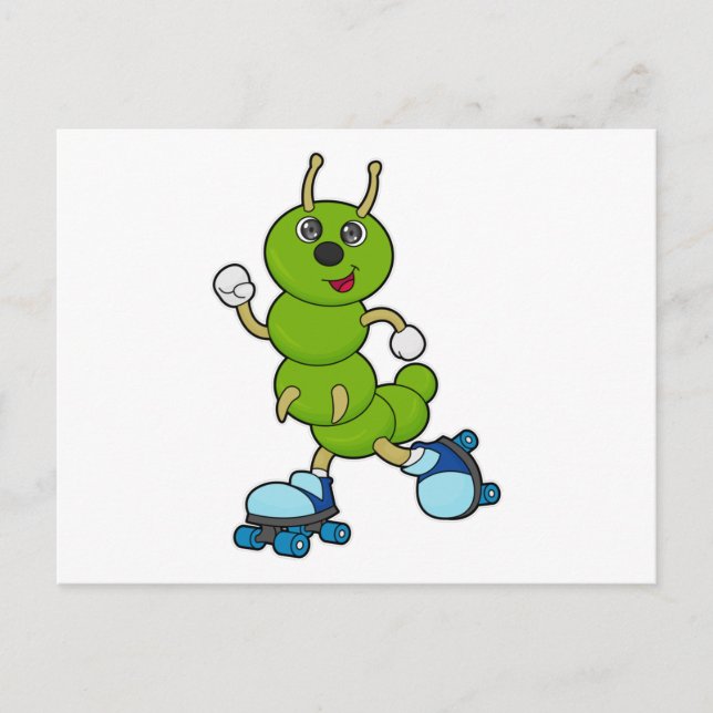 Carte Postale Caterpillar à Patinage en ligne avec patins à roul (Devant)