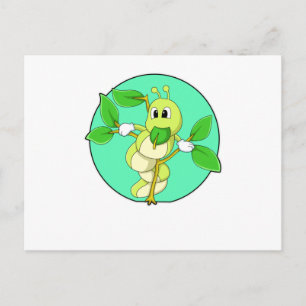 Carte Postale Caterpillar avec feuille