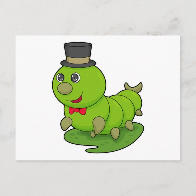 Carte Postale Caterpillar en Gentleman avec Cylindre (Devant)