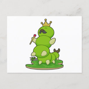 Carte Postale Caterpillar en roi avec Couronne