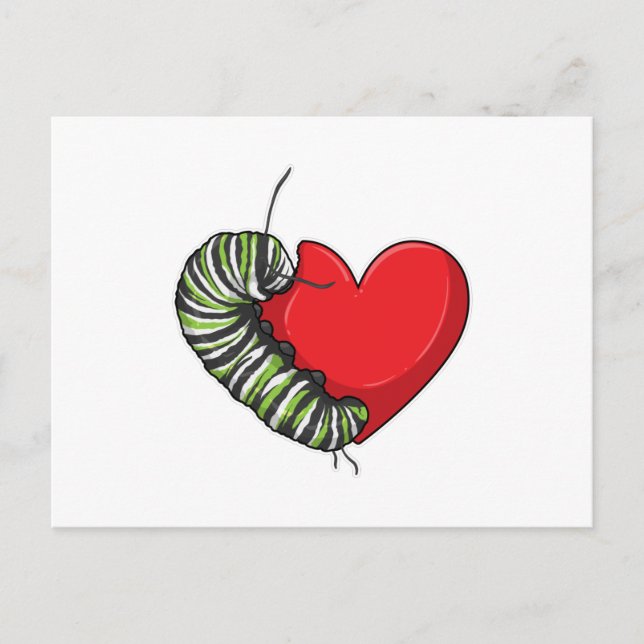 Carte Postale Caterpillar love heart (Devant)