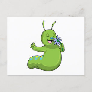Carte Postale Caterpillar with Flower