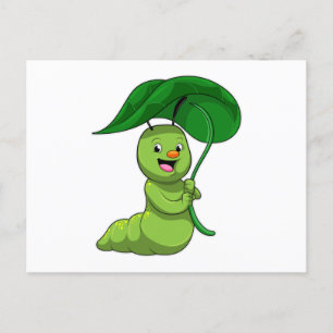 Carte Postale Caterpillar with Leaf as Parasol